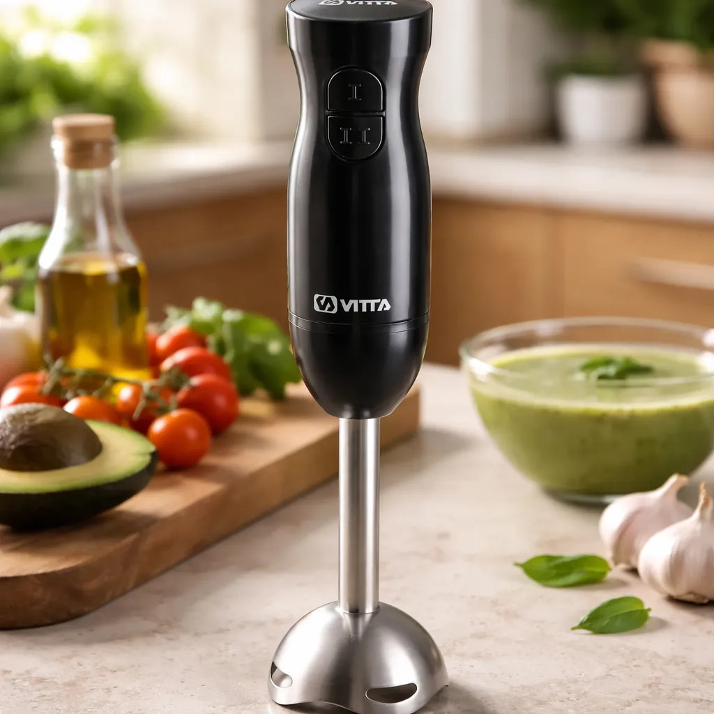 Minipimer Mixer Vitta 800w 2 Vel Acero Inoxidable Negra Negro