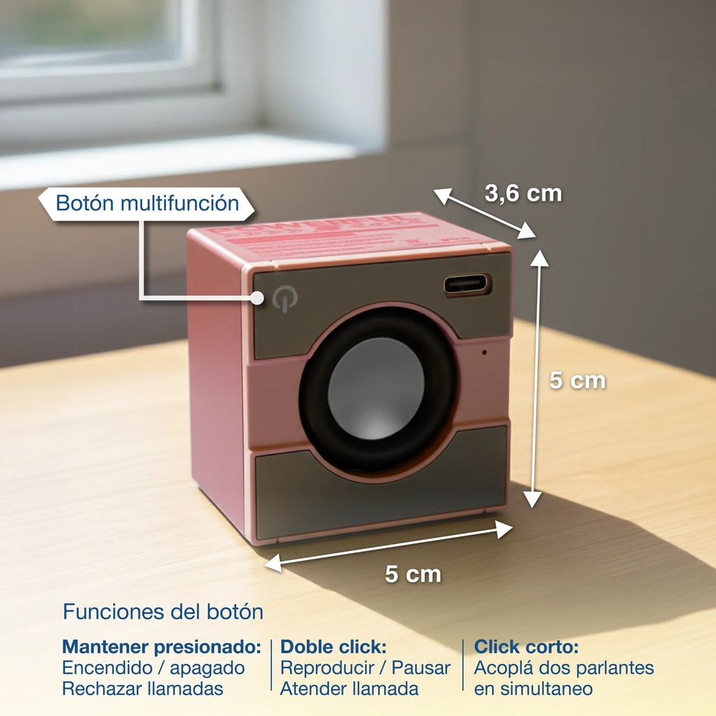 Parlante Portátil Music Bluetooth Mini Usb Altavoz Rosa
