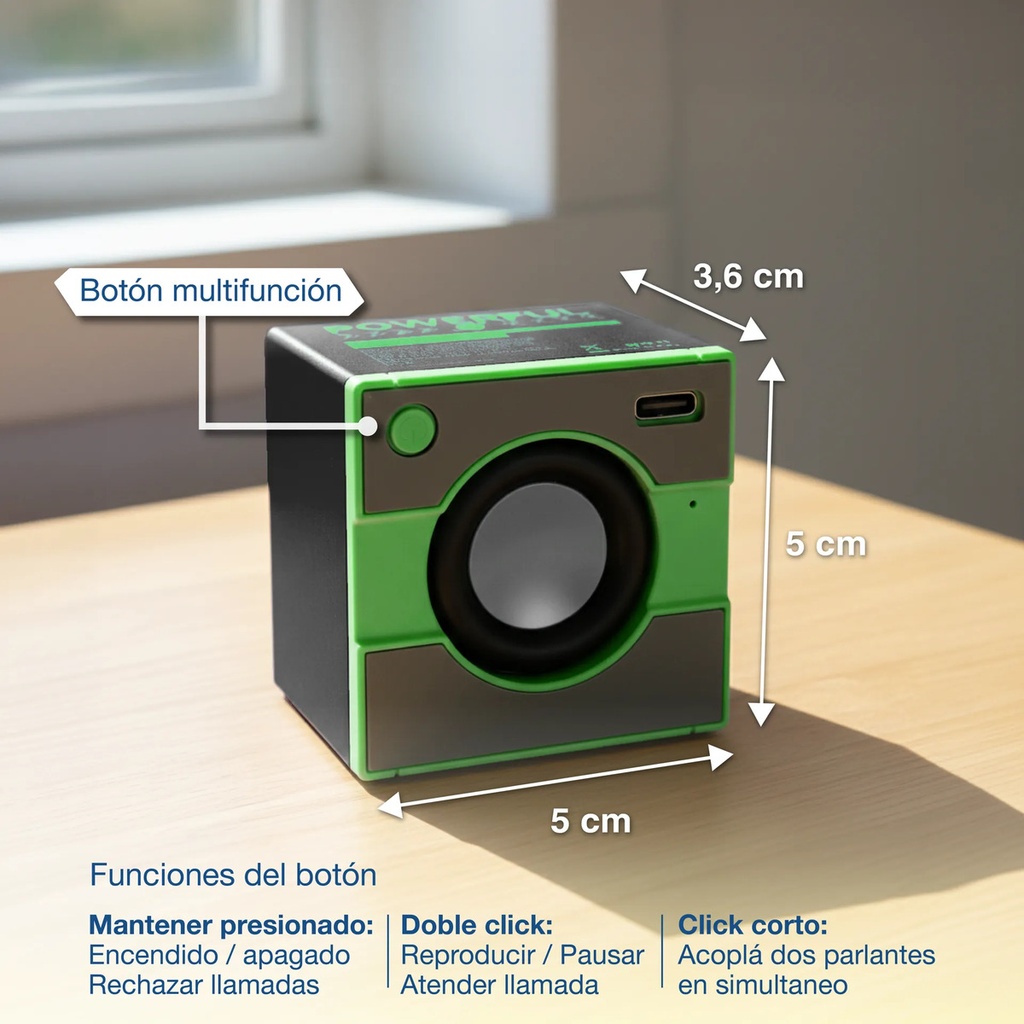 Parlante Portátil Music Bluetooth Mini Usb Altavoz Verde