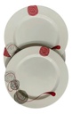 Plato Playo De Melamina X6 Unidades Diseños 25cm Color Gris Con Rojo Lisa Liso