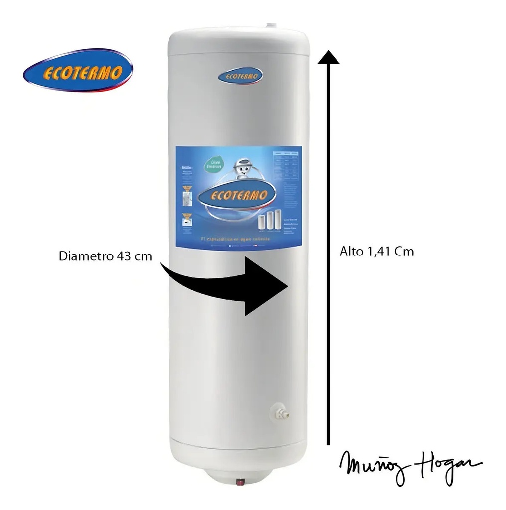 Termotanque Ecotermo Elec 125 Cs Eléctrico 125 Litros Conexión Superior Color Blanco
