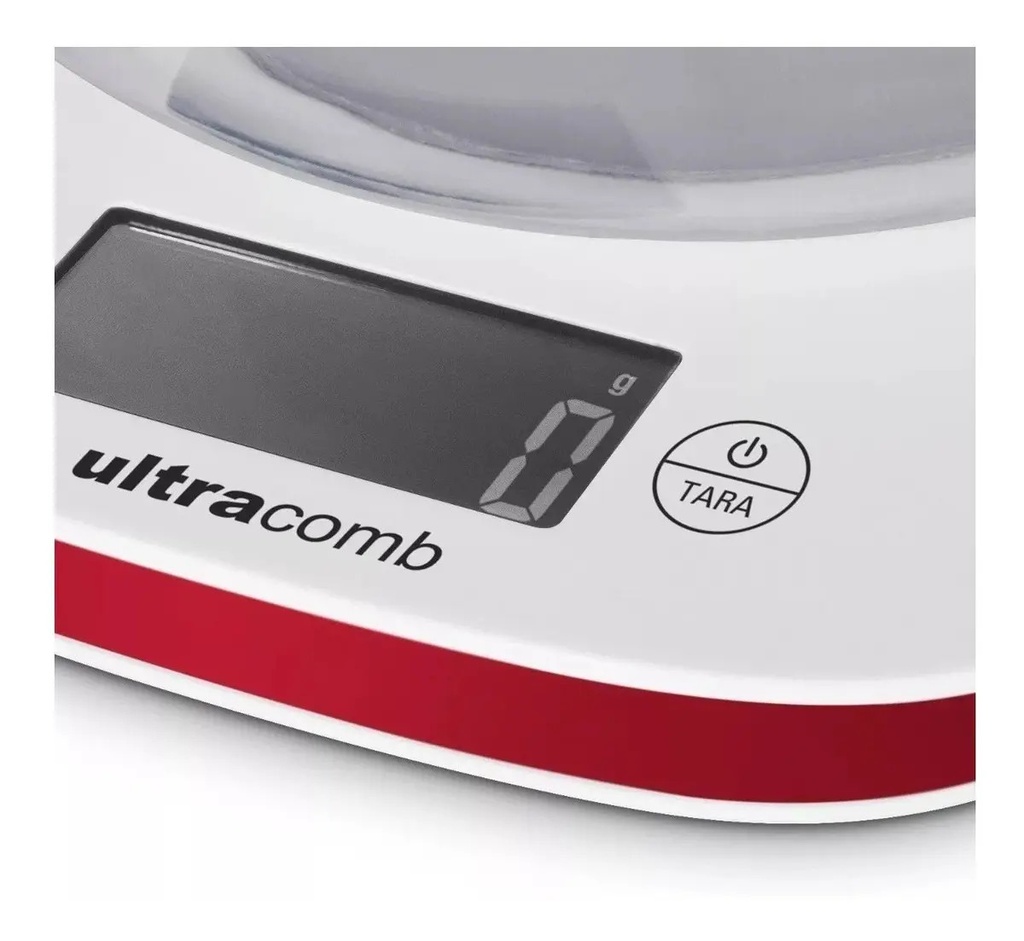 Balanza De Cocina Marca Ultracomb Modelo Bl-6002 Capacidad Máxima 3 Kg Color Blanco/rojo
