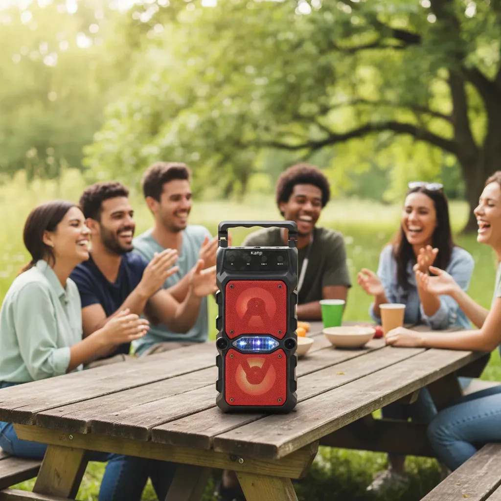 Parlante Kanji Fura Inalámbrico Portátil Con Radio Bluetooth Color Negro