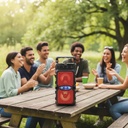 Parlante Kanji Fura Inalámbrico Portátil Con Radio Bluetooth Color Negro