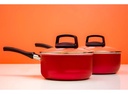 Batería Cocina Olla Cacerola Teflón Safira 7p Mta Ct Rojo