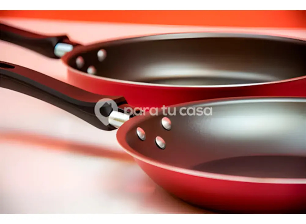 Batería Cocina Olla Cacerola Teflón Safira 7p Mta Ct Rojo