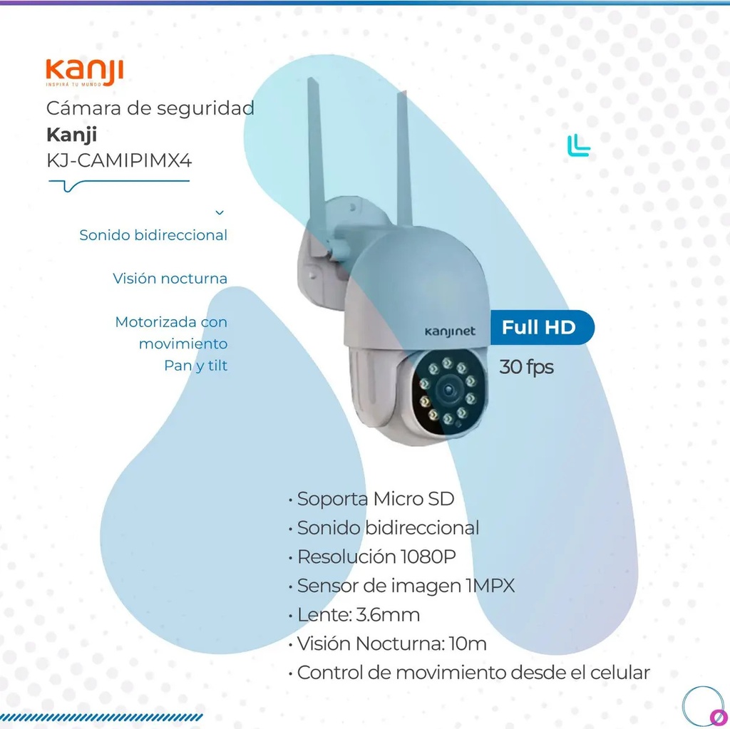 Camara Kanji Smart Ip Kj-camip1mx4 Wifi 1080fhd Seguridad Color Blanco