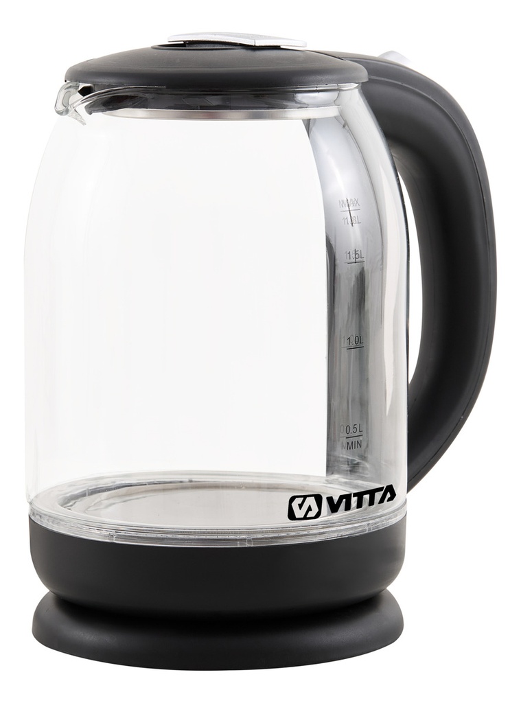 Pava Electrica Vitta Hervidora Vidrio 1,8l 1500w Corte Auto. Negro