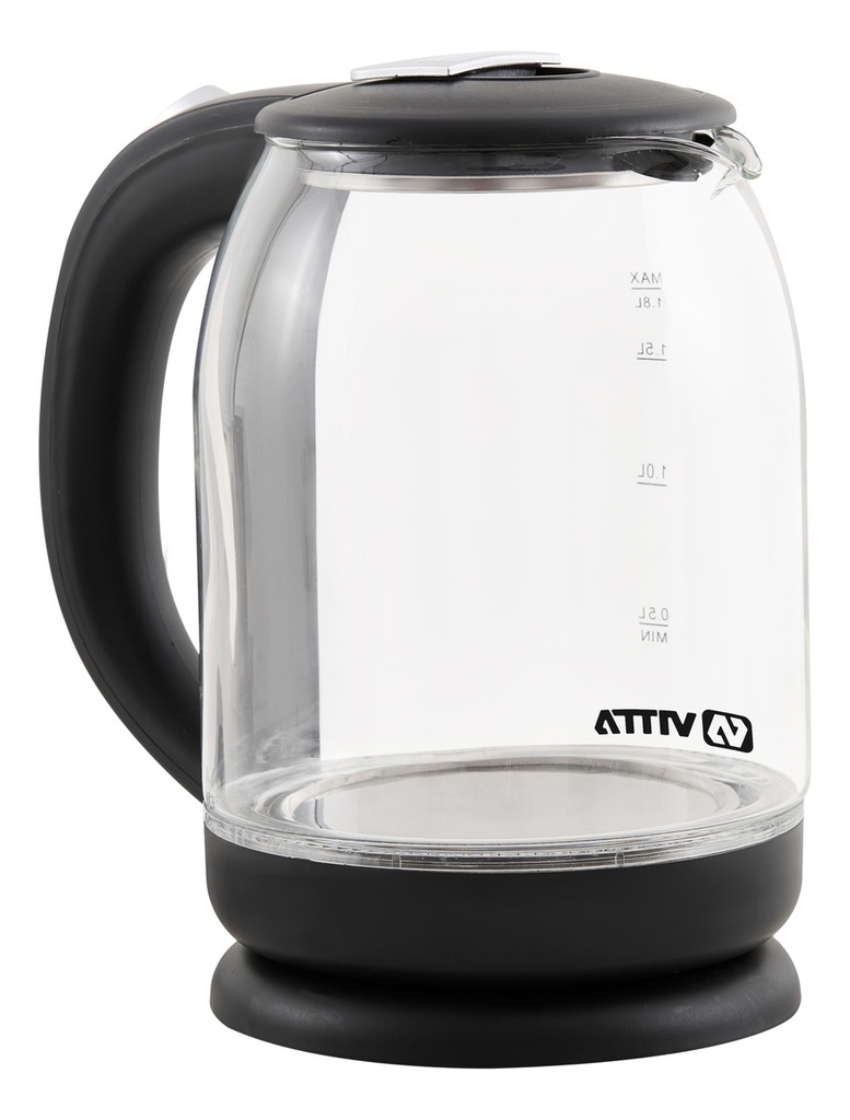 Pava Electrica Vitta Hervidora Vidrio 1,8l 1500w Corte Auto. Negro