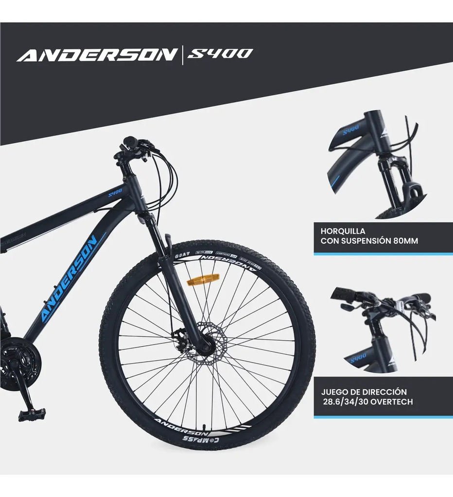 Bicicleta Anderson Acero S400 R29" X 18" Negro/Azul