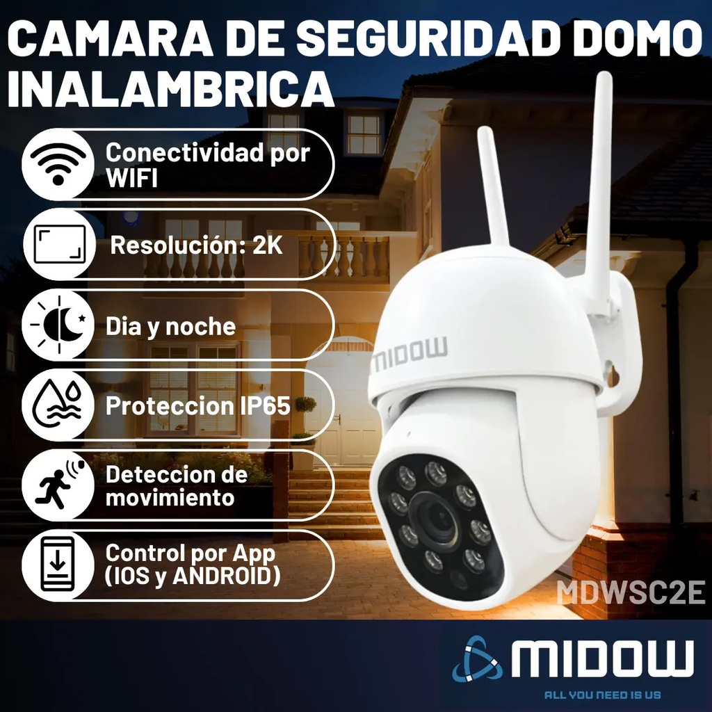 Camara Midow Exterior Domo 2K WIFI MDWSC2E