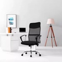Silla De Oficina Mesh Eco Espaldo Alto Soporte Lumbar - Negro - Cuero Sintético/mesh