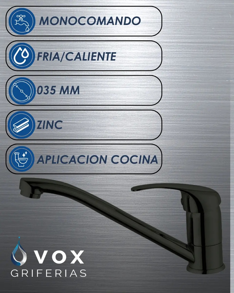 Griferia Cocina Monocomando 035 Negro IC06012697V V25005B