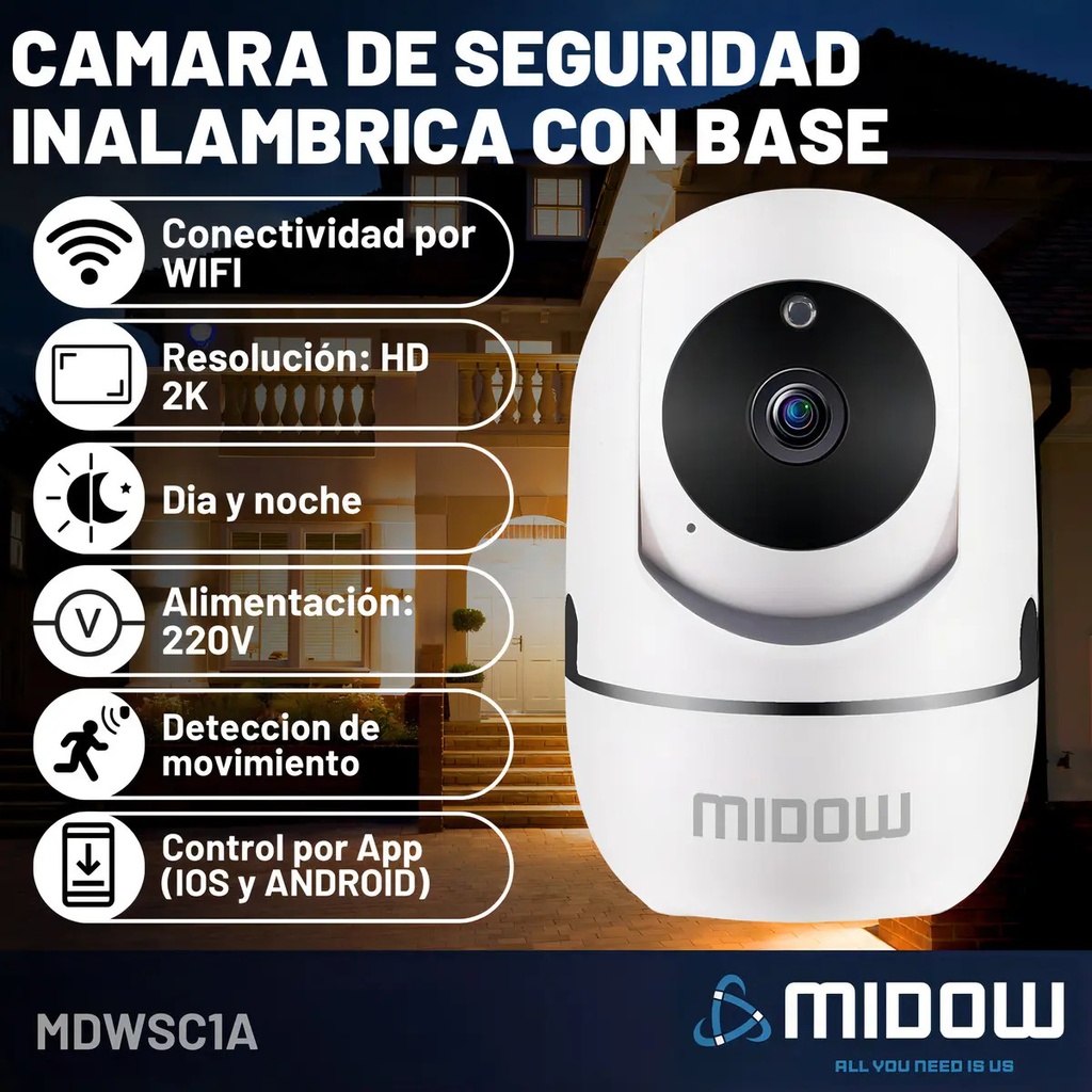 Camara IP 2K WIFI MIDOW MDWSC1A