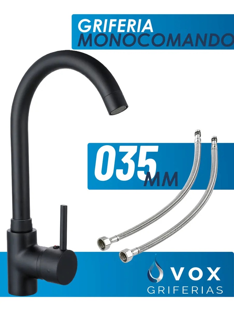 Griferia Cocina Monoco Al Ø35 Negro Redond (V25605)
