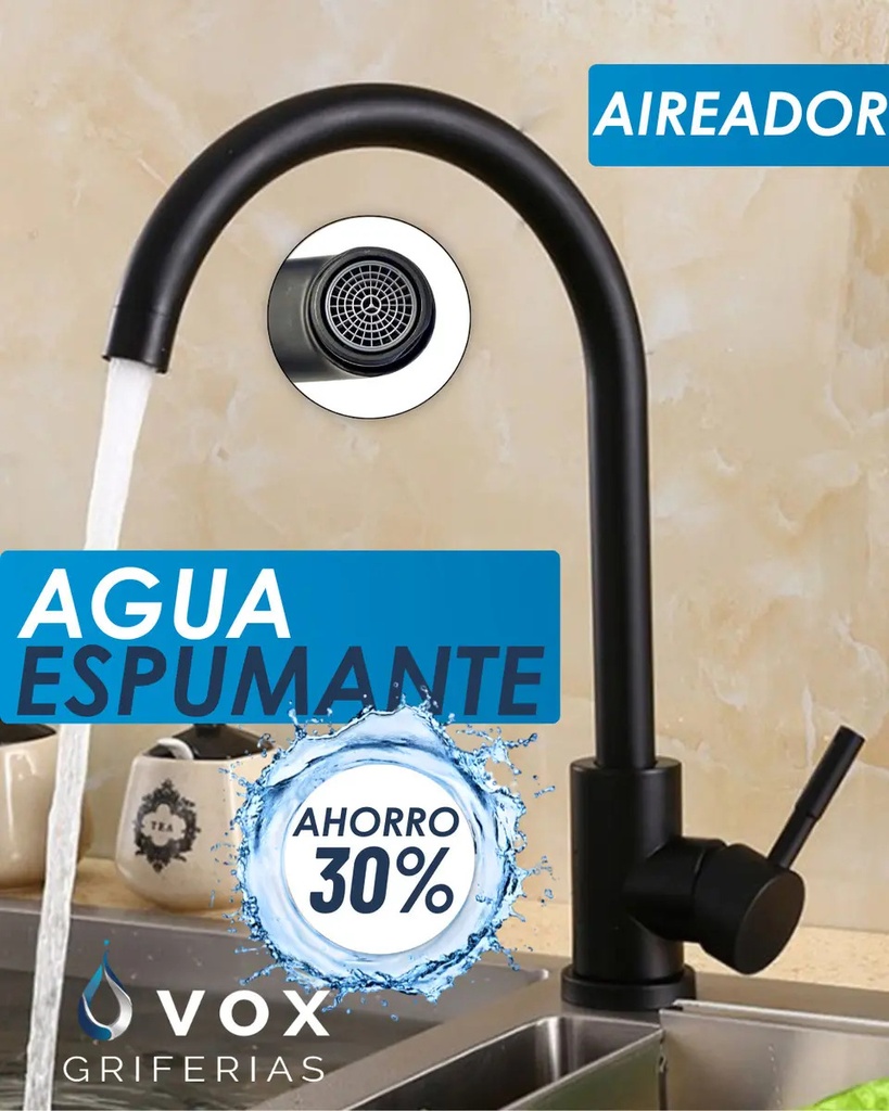 Griferia Cocina Monoco Al Ø35 Negro Redond (V25605)