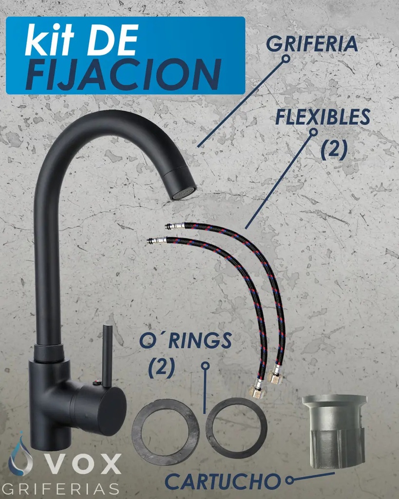 Griferia Cocina Monoco Al Ø35 Negro Redond (V25605)