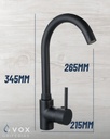 Griferia Cocina Monoco Al Ø35 Negro Redond (V25605)