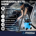 Aspiradora sopl. 1000W 10Lts. Liq. Polv. MDWA10
