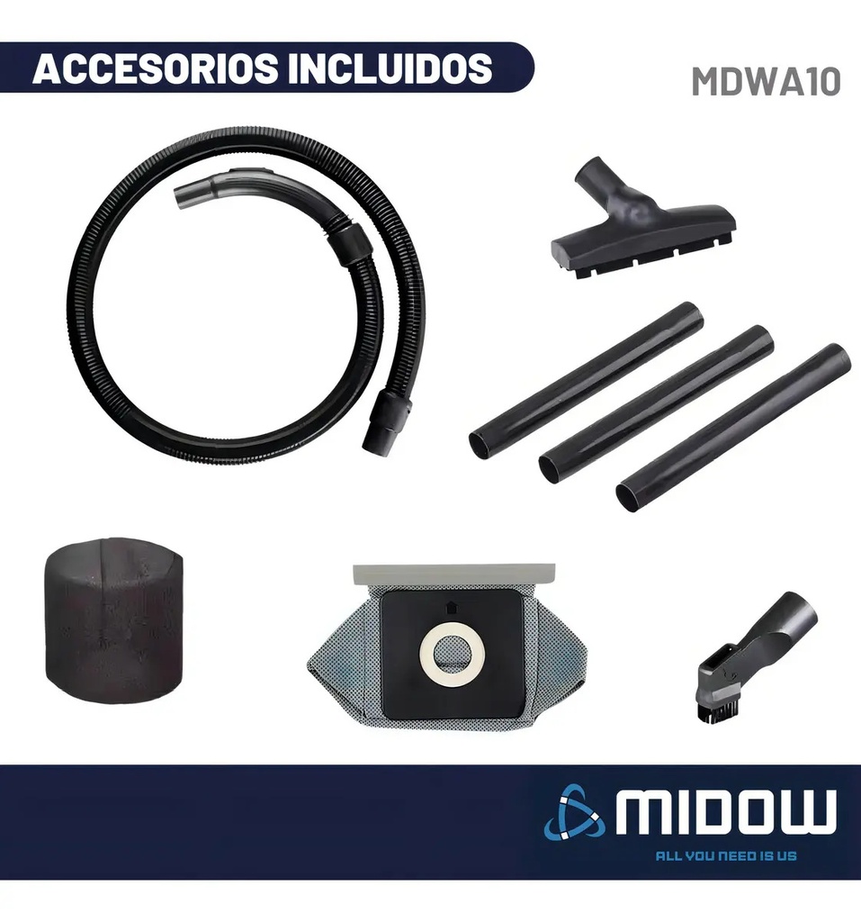 Aspiradora sopl. 1000W 10Lts. Liq. Polv. MDWA10