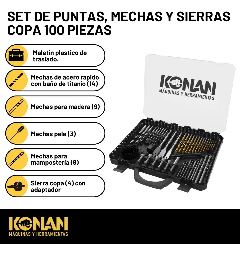 Set De Mechas Punta Konan y Acce De 100 Piezas IC041248 KTSET100
