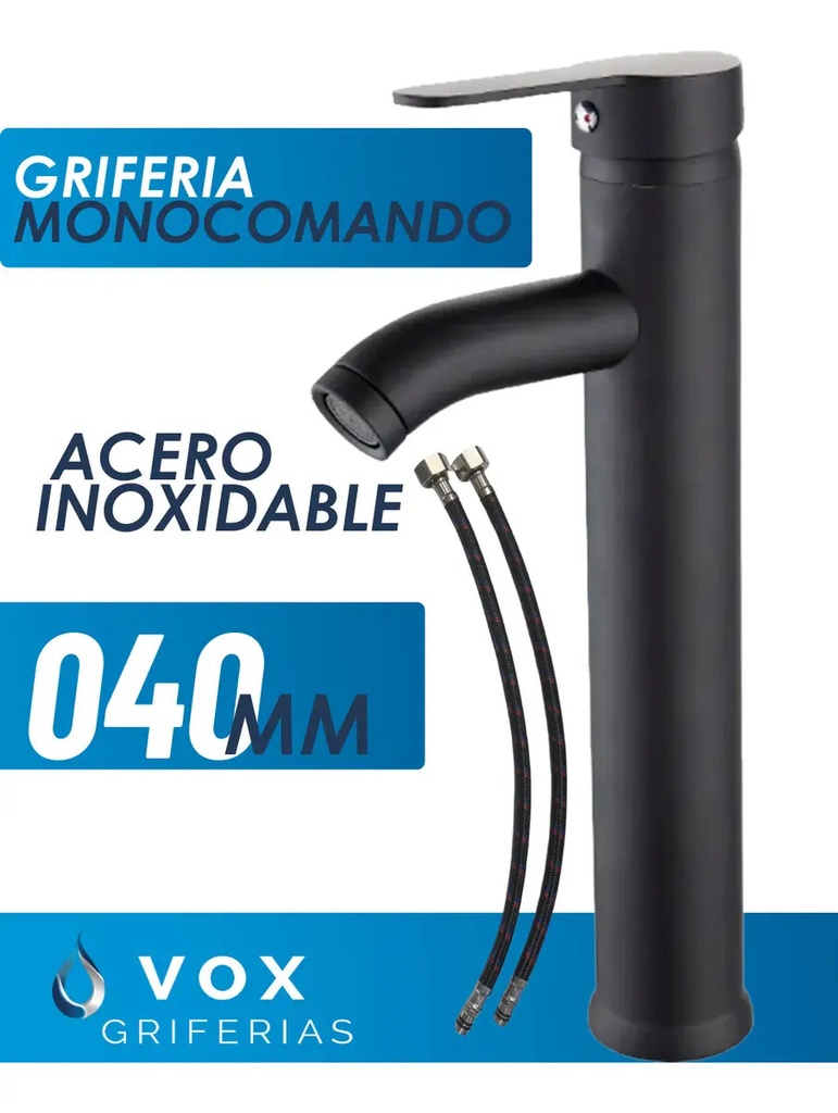 Grifería Cocina Monoco Acero Inox Ø40 Negro IC0601(V25105SB)