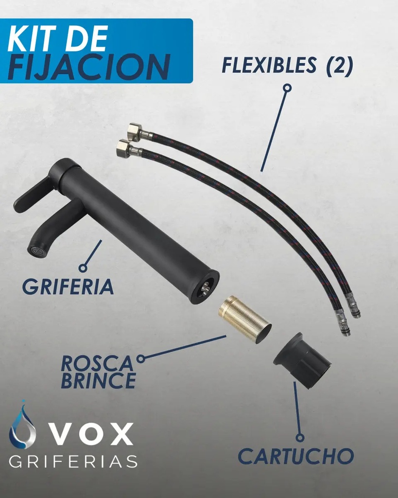 Grifería Cocina Monoco Acero Inox Ø40 Negro IC0601(V25105SB)