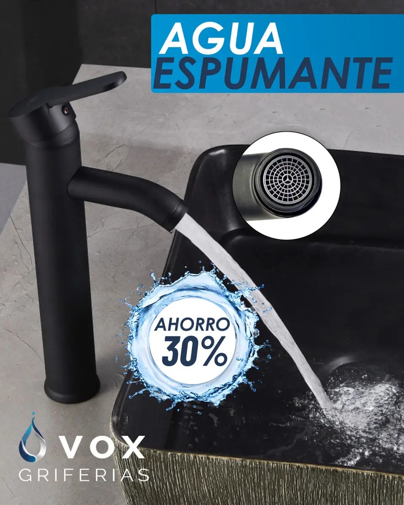 Grifería Cocina Monoco Acero Inox Ø40 Negro IC0601(V25105SB)