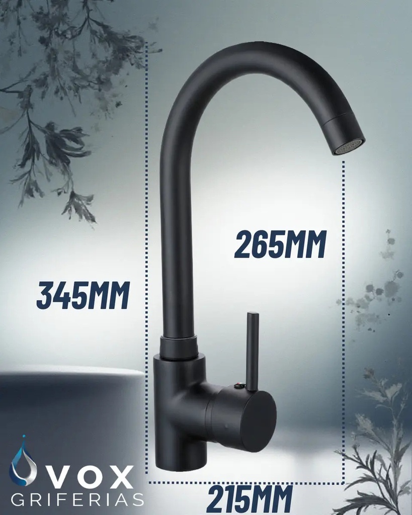 Grifería Cocina Monoco Ø35 Negro IC06012697V (V25705)