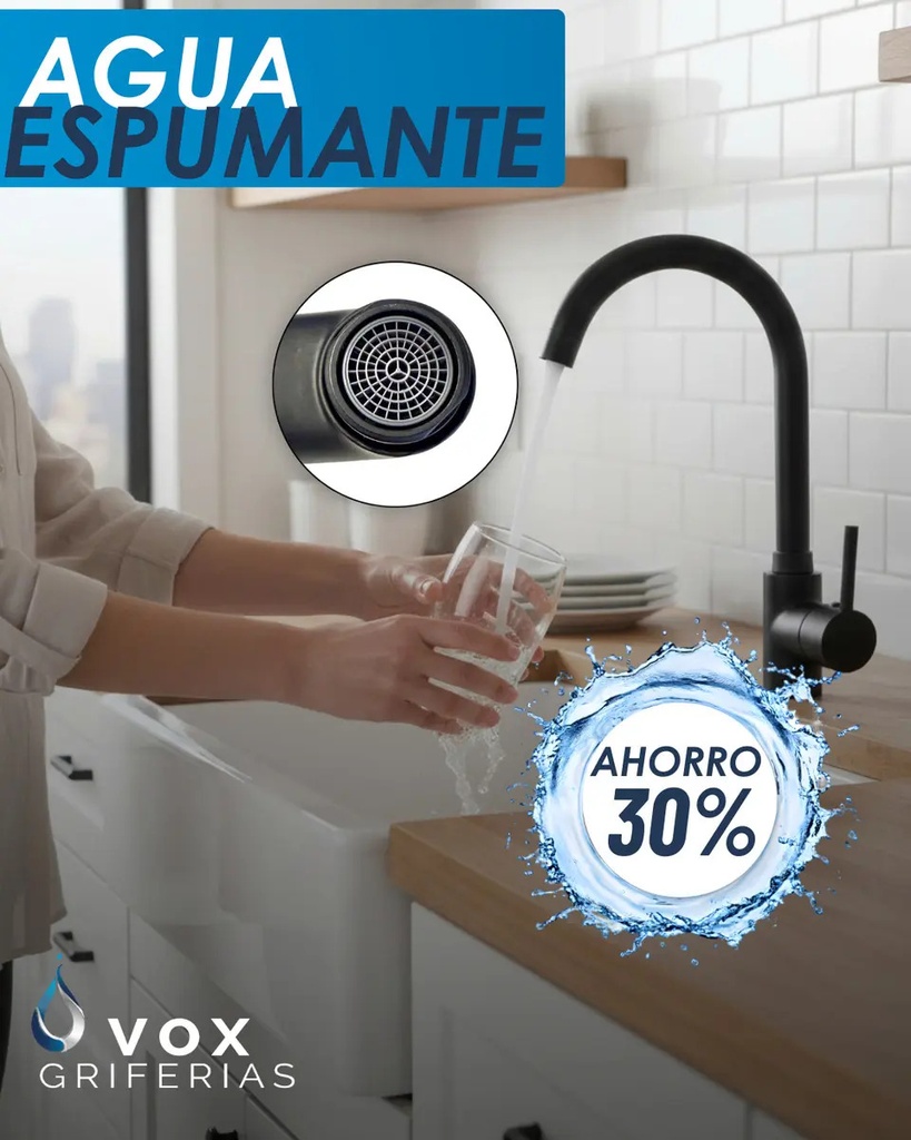 Grifería Cocina Monoco Ø35 Negro IC06012697V (V25705)
