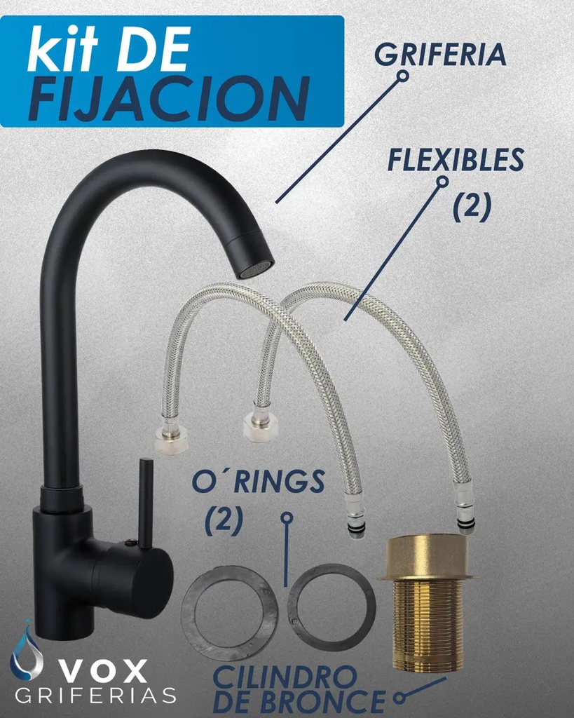 Grifería Cocina Monoco Ø35 Negro IC06012697V (V25705)