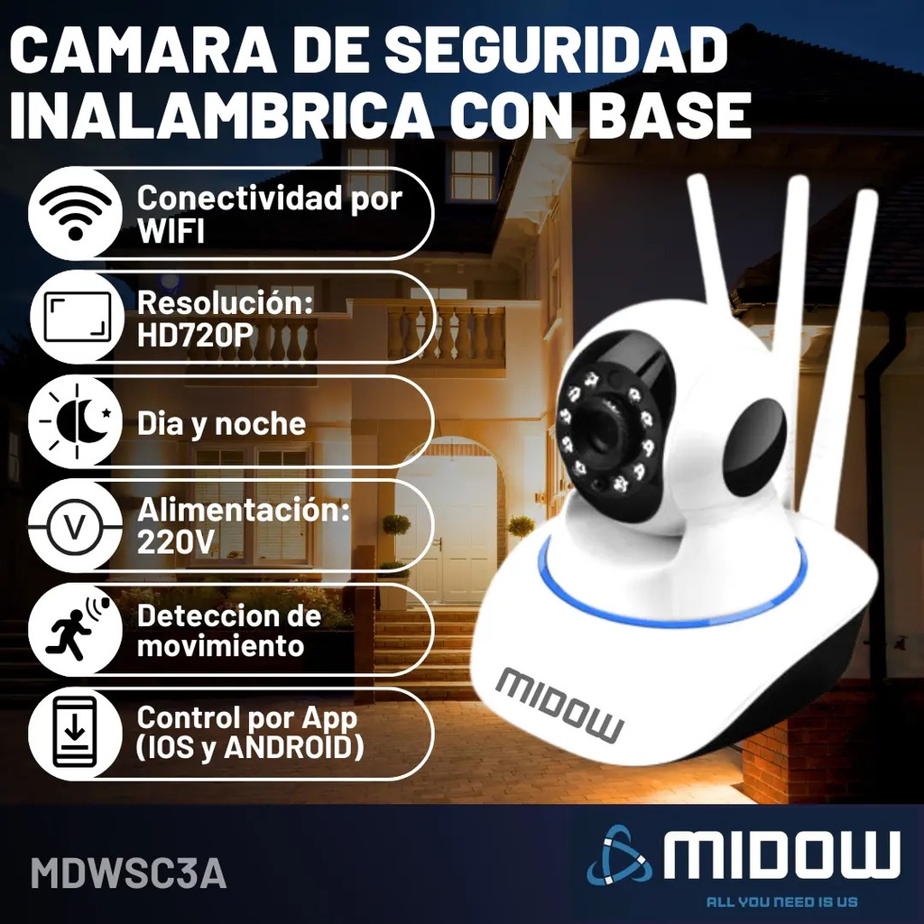 Cámara Midow IP HD720P WIFI (MDWSC3A)