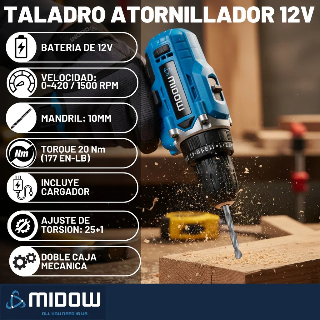 Taladro MIDOW 12v 10mm (MDWYI12V)