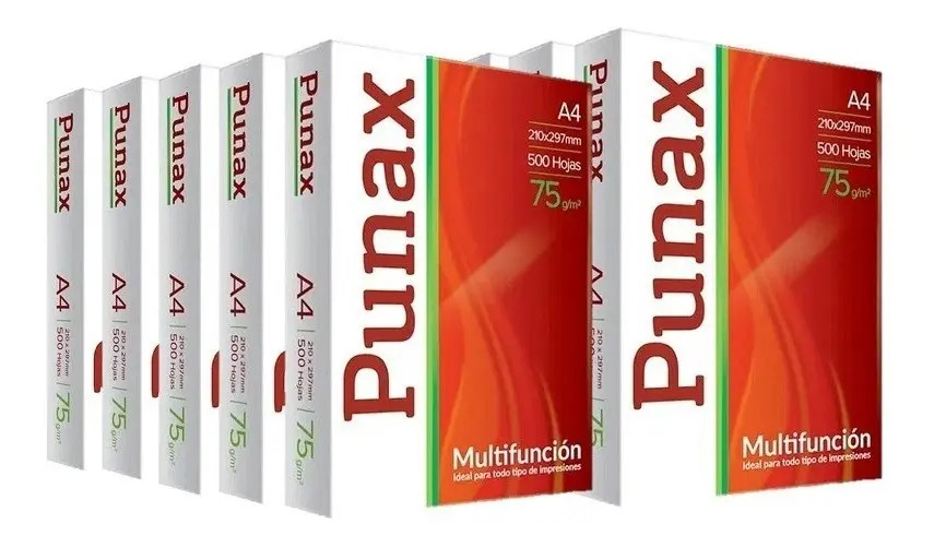 Resma Papel Punax A4 75 Gr. 500 Hojas Caja X 10 Color Blanco