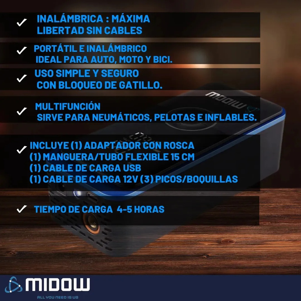 Inflador MIDOW Portatil (MDWIF150)