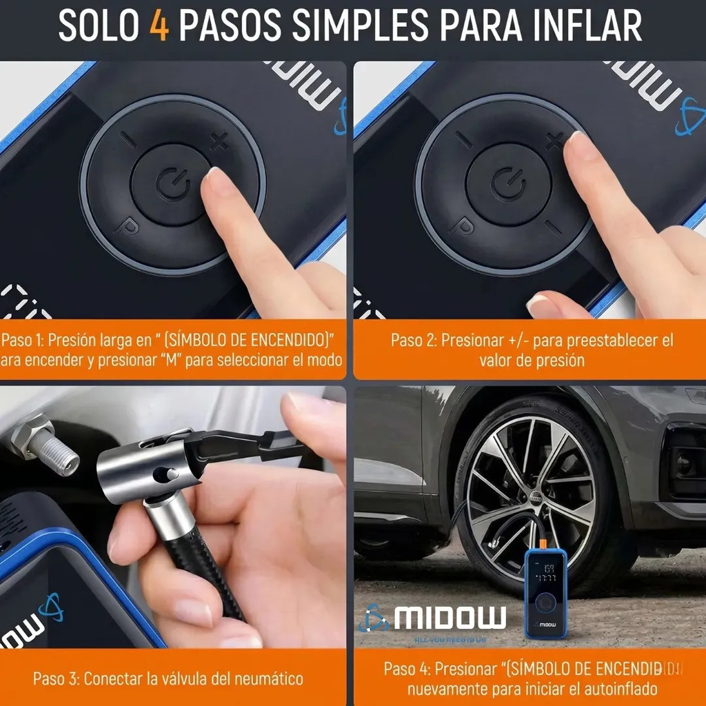 Inflador MIDOW Portatil (MDWIF150)