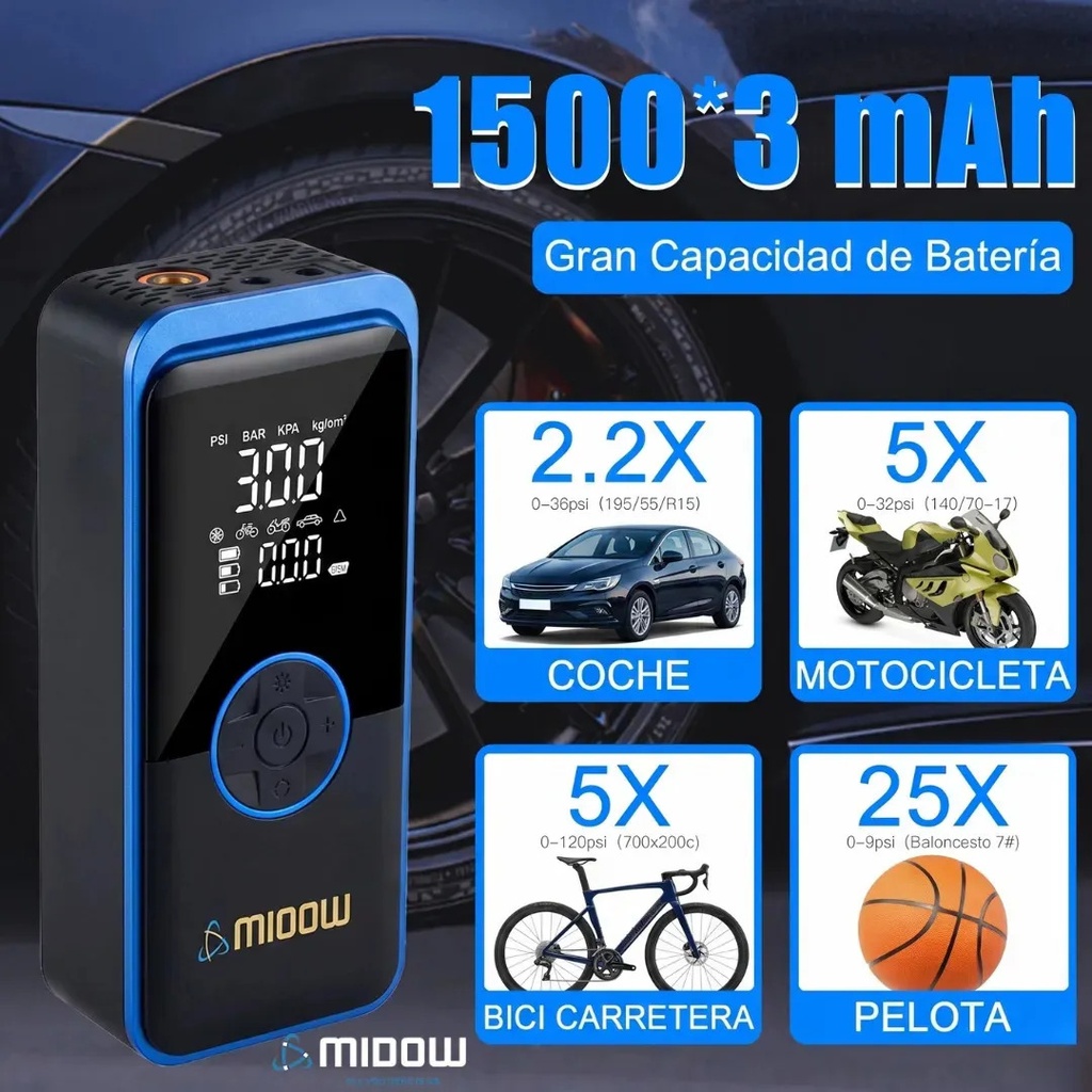 Inflador MIDOW Portatil (MDWIF150)