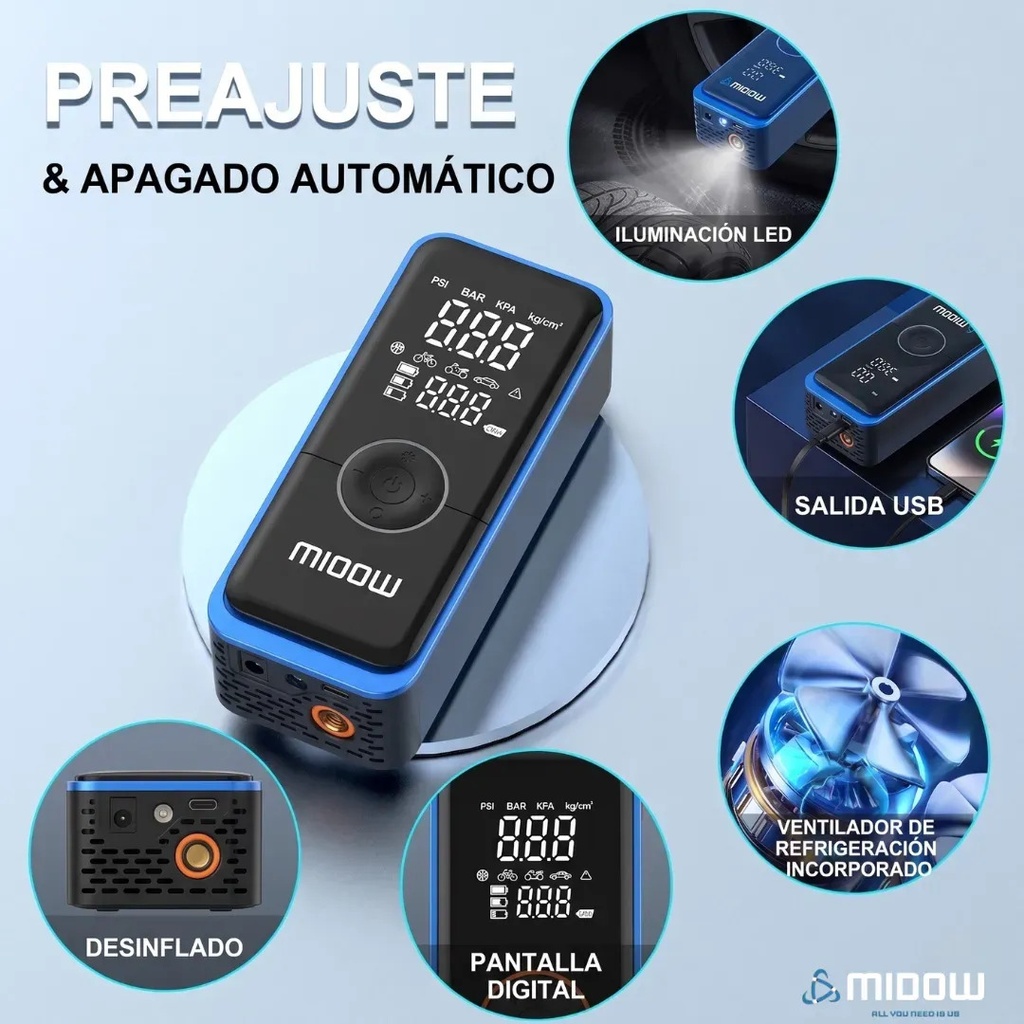 Inflador MIDOW Portatil (MDWIF150)