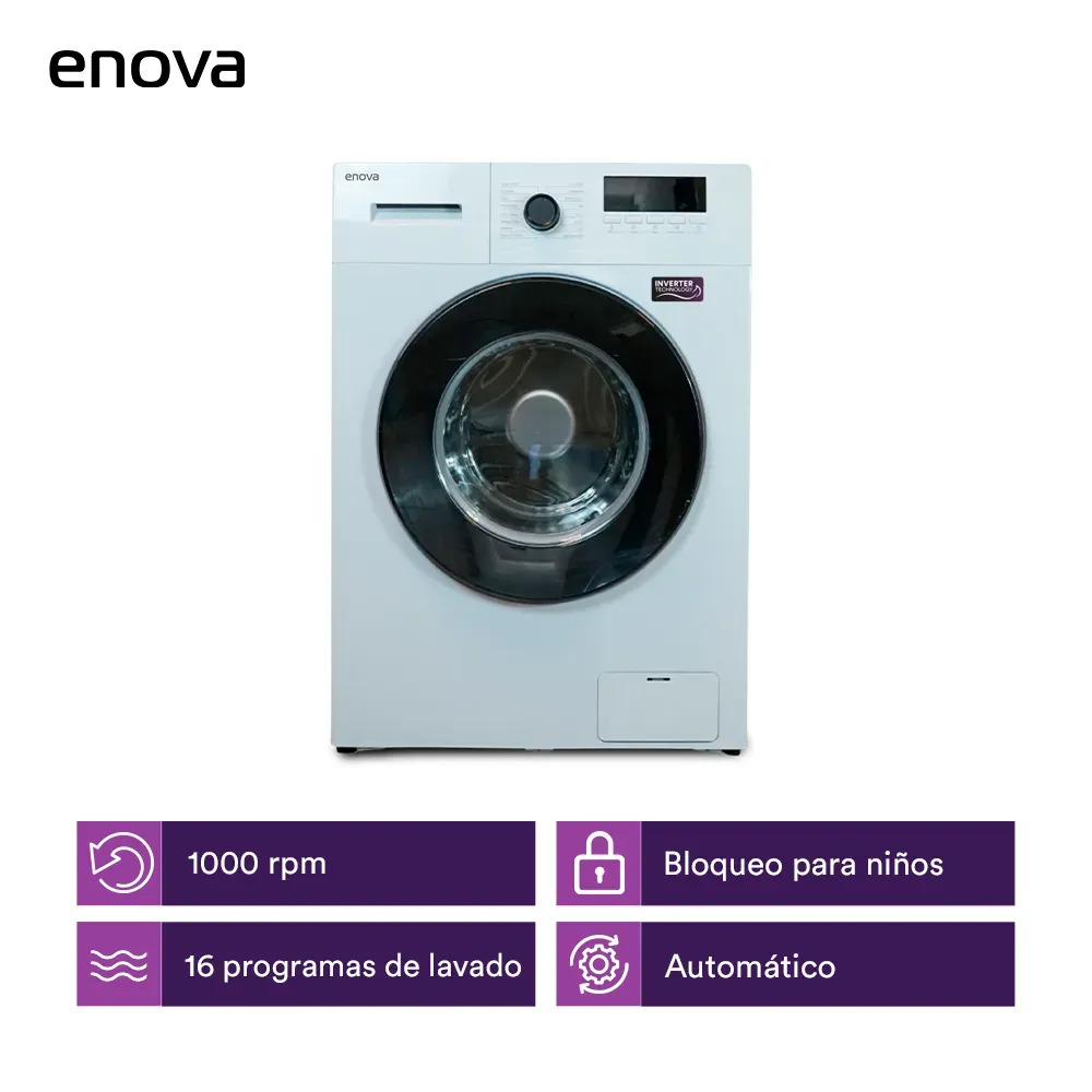 Lavarropas ENOVA Inverter Carga Frontal 6KG 1000 RPM Max Blanco (LEO6F11-BL)