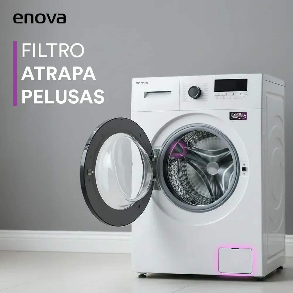 Lavarropas ENOVA Inverter Carga Frontal 6KG 1000 RPM Max Blanco (LEO6F11-BL)