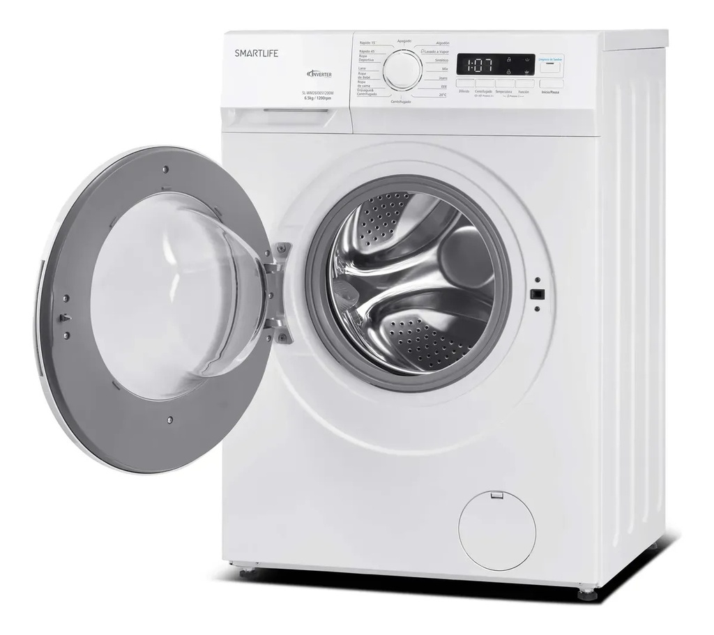 Lavarropas SmartLife 6,5 kg Inverter Blanco Carga Frontal 1200RPM (SL-WM2610651200W)