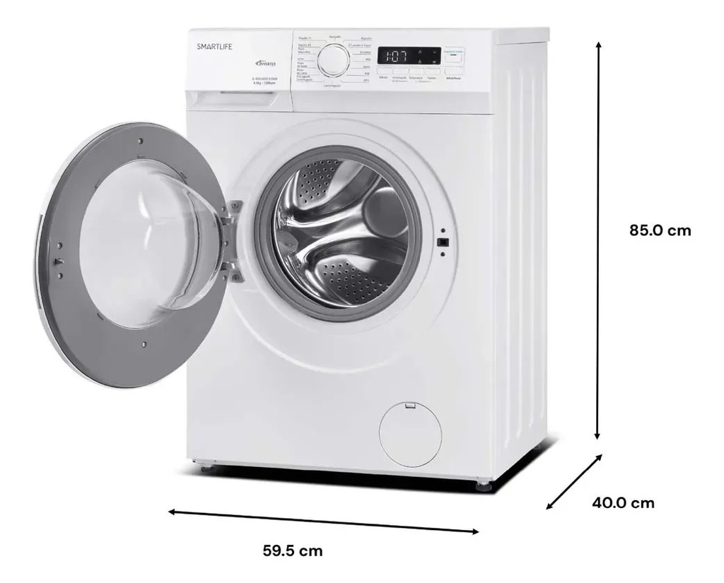 Lavarropas SmartLife 6,5 kg Inverter Blanco Carga Frontal 1200RPM (SL-WM2610651200W)
