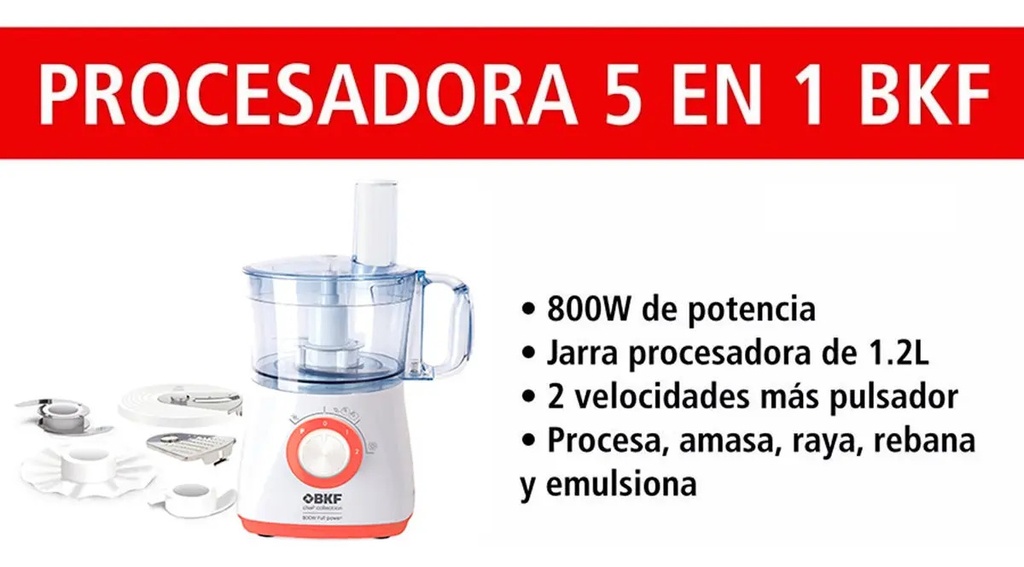 Multiprocesadora Bkf Bf-fp805 800w Blanca Y Roja 220v Blanco/rojo