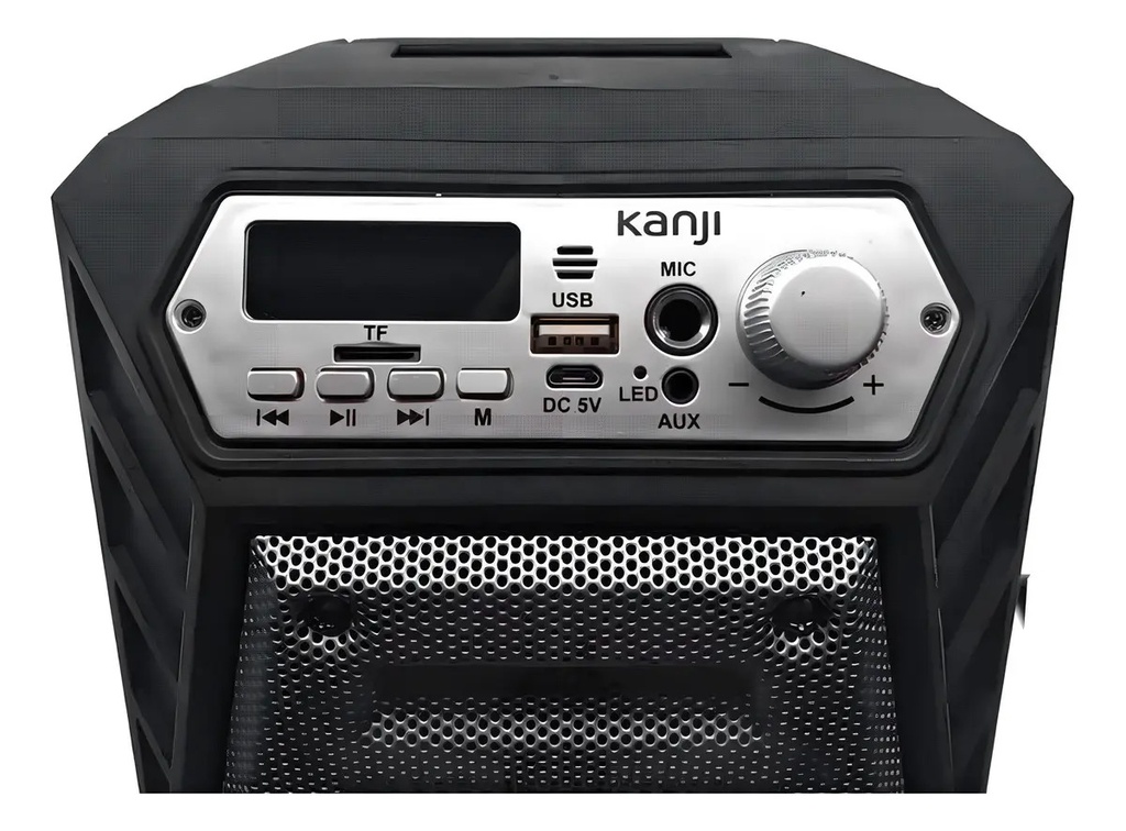 Parlante Portatil Bluetooth Kanji Dance Led Radio Fm Usb Aux Color Negro