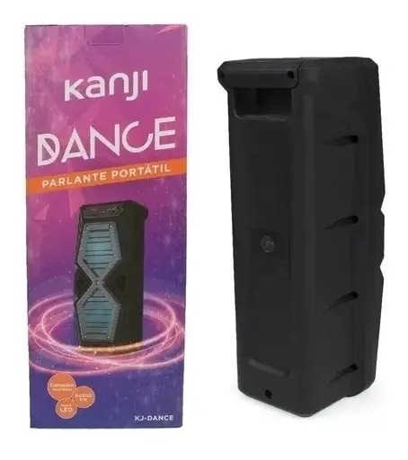 Parlante Portatil Bluetooth Kanji Dance Led Radio Fm Usb Aux Color Negro