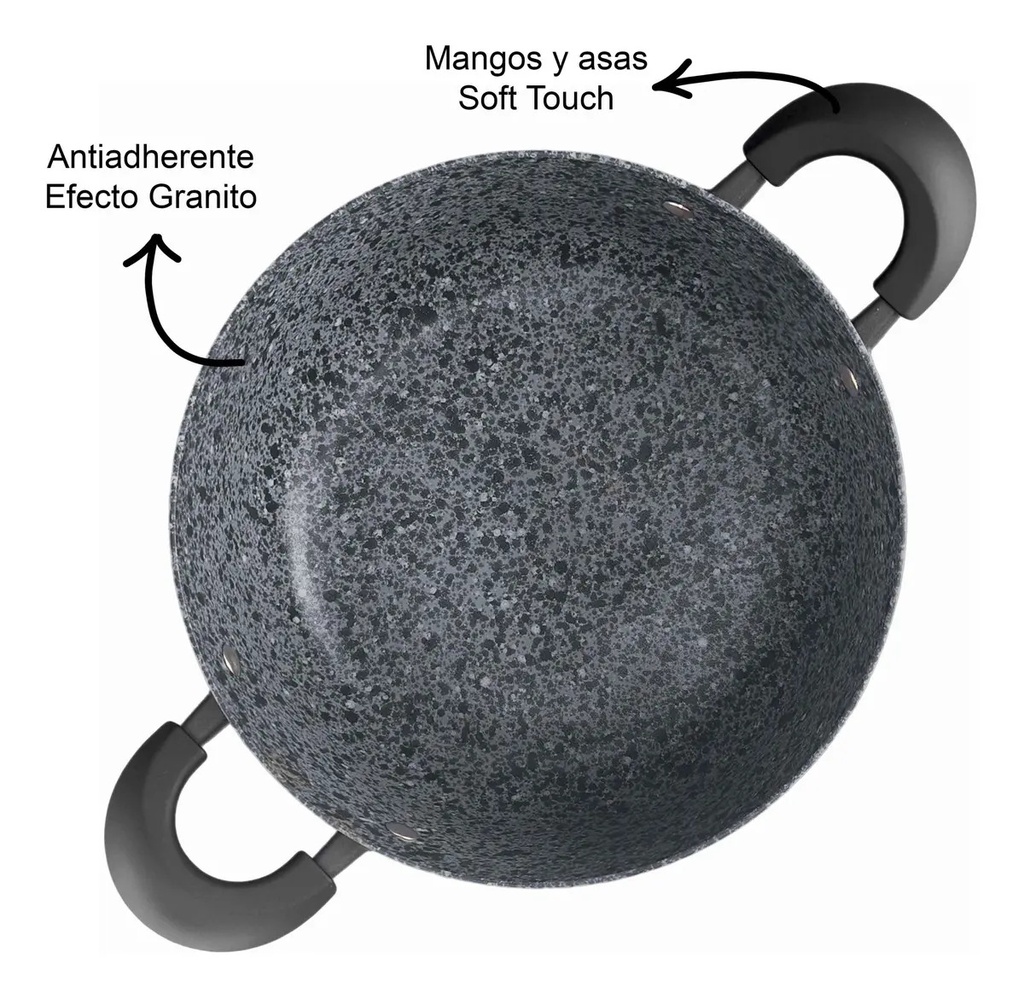Juego De Ollas Hudson Granito Negro 15 Piezas Utencillos
