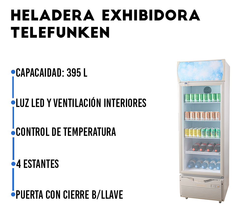 Heladera Exhibidora Telefunken 395l Tfk-ex395 Color Blanco