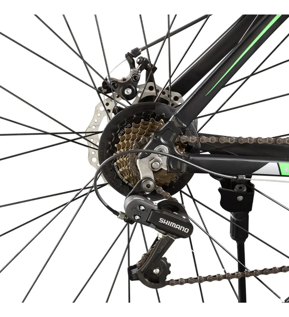 Bicicleta Mountain Bike R26 Head 21 Velocidades Frenos Disco Color Negro/verde Tamaño Del Cuadro M