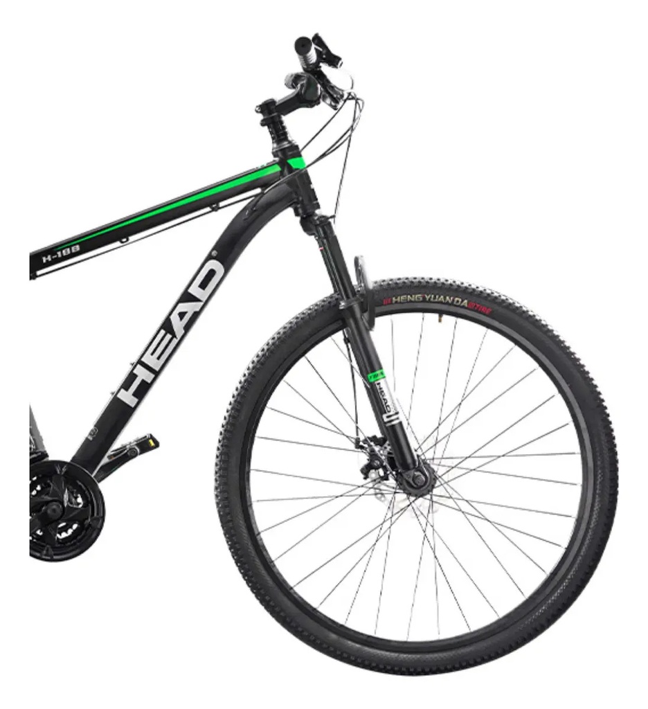 Bicicleta Mountain Bike R26 Head 21 Velocidades Frenos Disco Color Negro/verde Tamaño Del Cuadro M