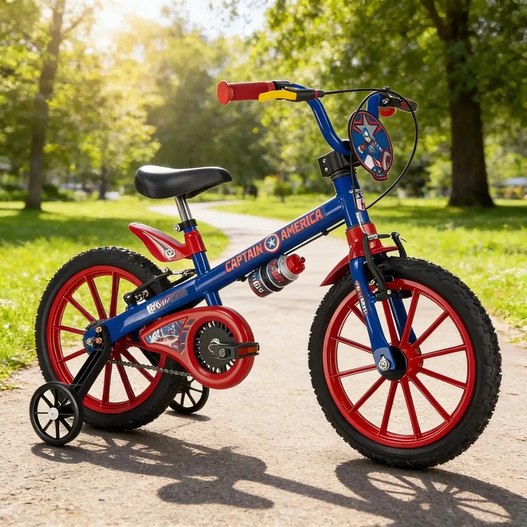 Bicicleta Infantil Aro 16 Capitán América Nathor, Color Azul
